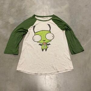 Vintage y2k 2000s invader zim gurr dog suit raglan 3/4 sleeve shirt